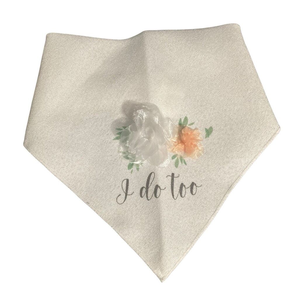 Boots & Barkley Wedding Ceremony Pet Bandana "I Do Too" White with Flowers